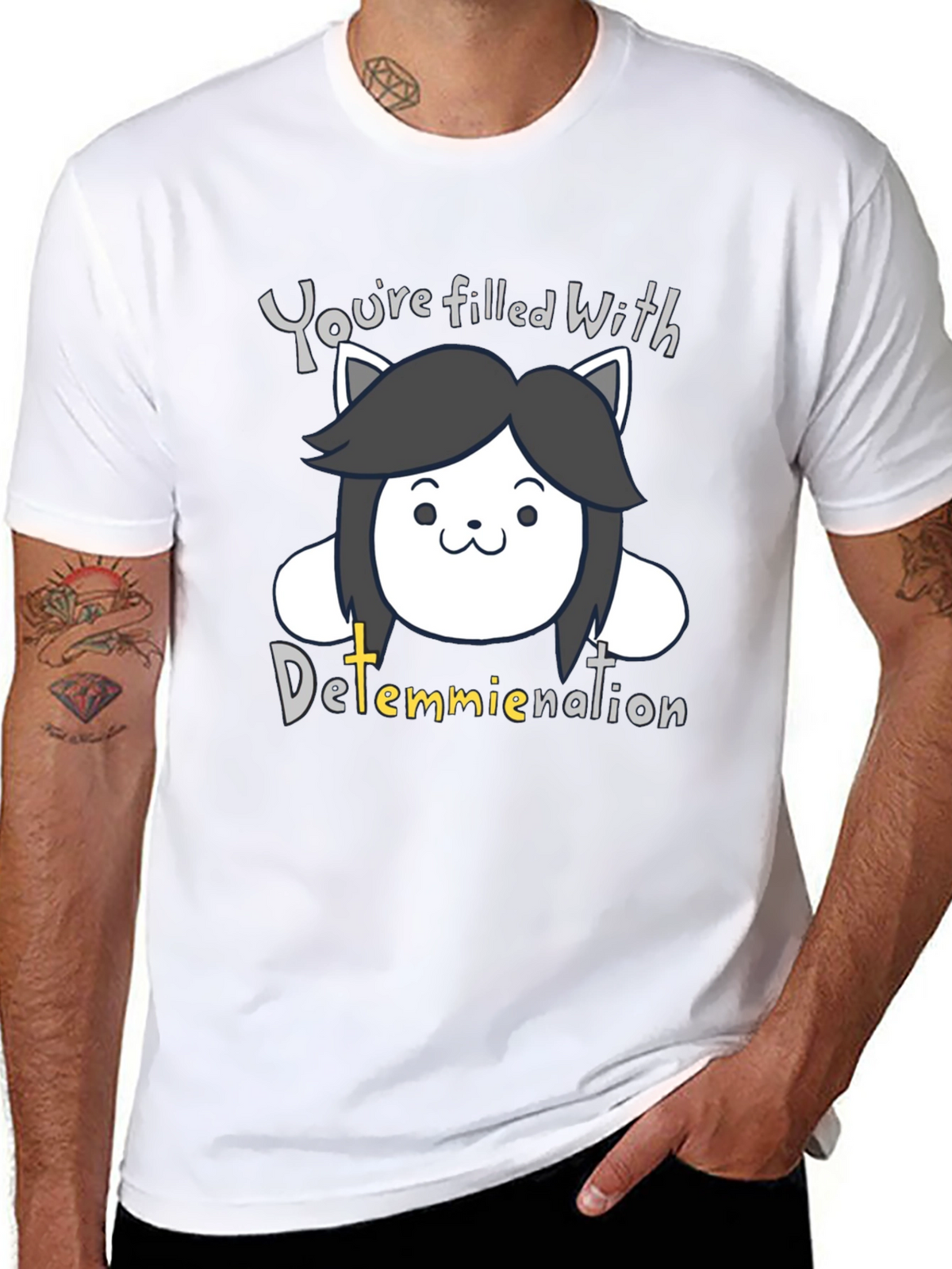 Temmie Determination T-Shirt - Undertale Inspired Fan Tee
