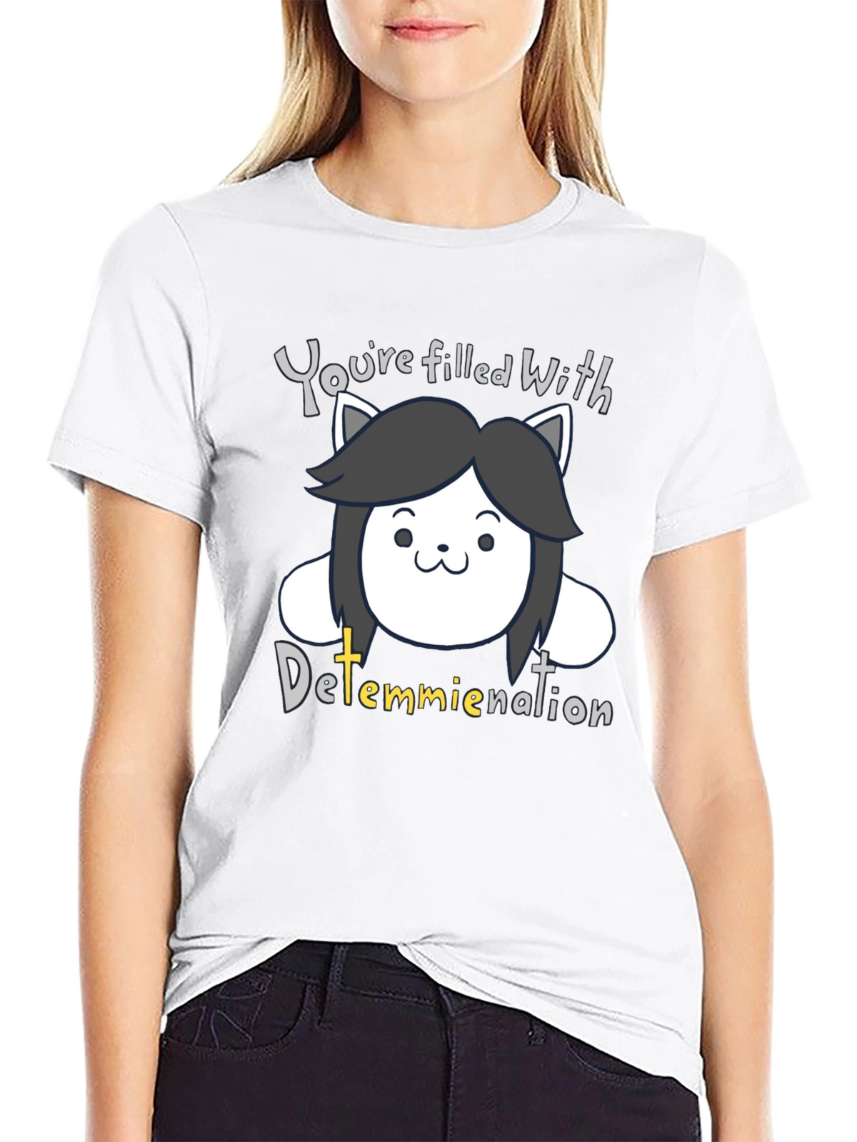 Temmie Determination T-Shirt - Undertale Inspired Fan Tee