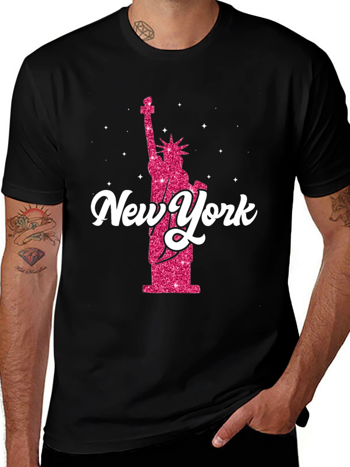 New York Statue of Liberty Glitter T-Shirt