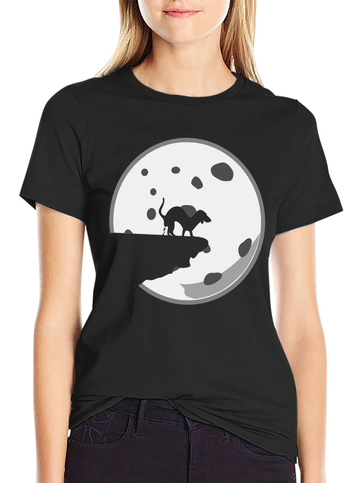 Funny Dog Mooning Mens Black T-Shirt