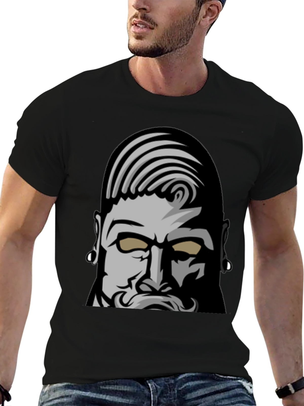 Bold Graphic Tee: Bearded Man Design