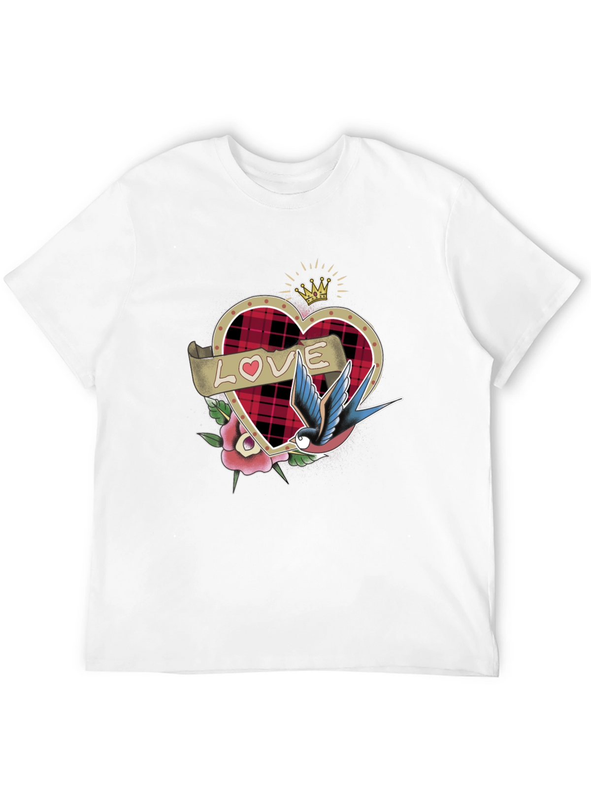 Love Tattoo Heart Graphic Black T-Shirt