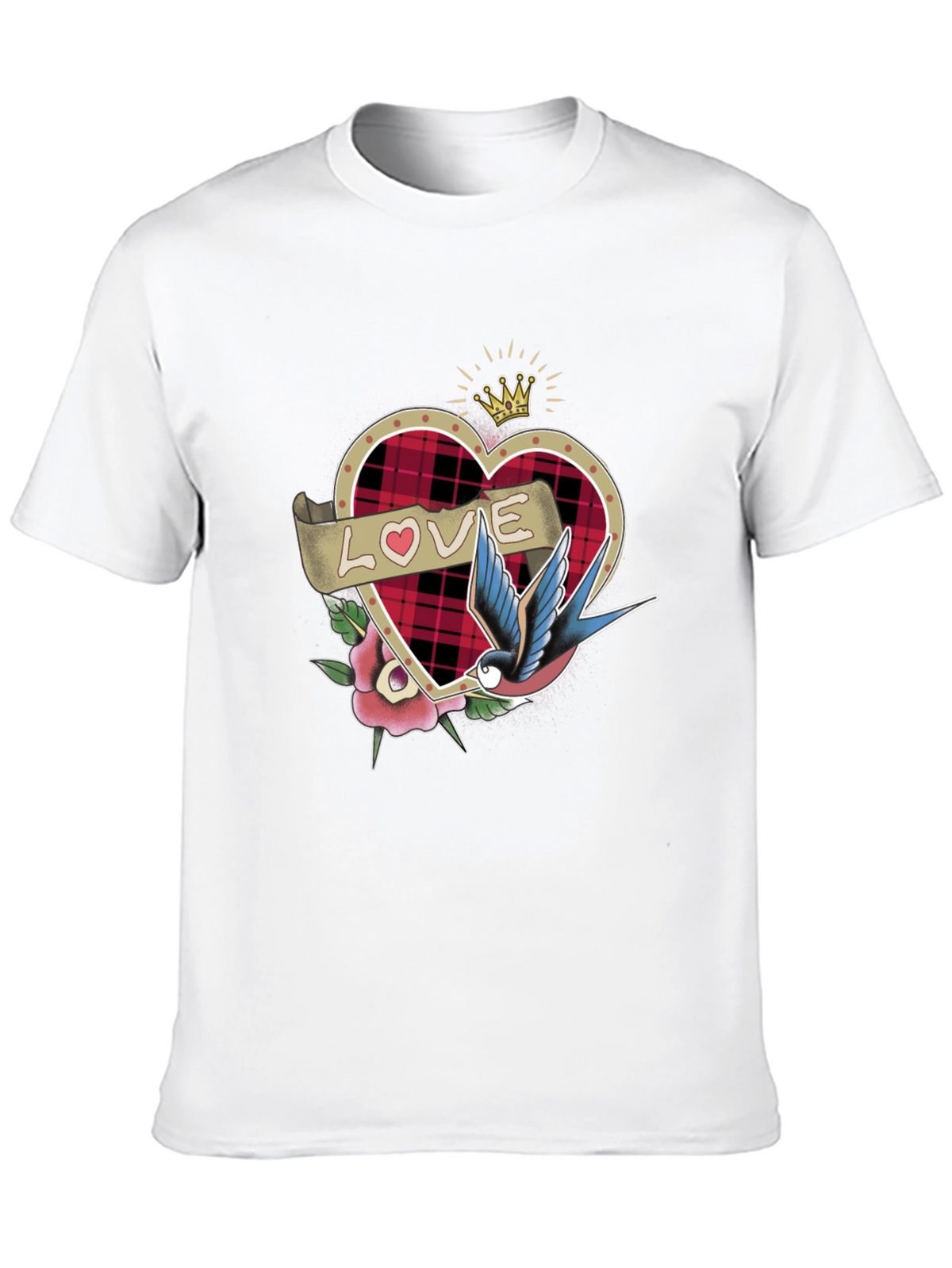 Love Tattoo Heart Graphic Black T-Shirt
