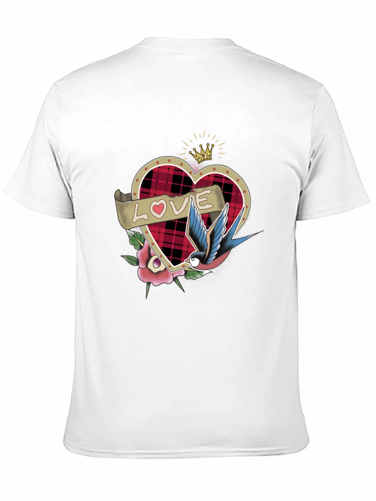 Love Tattoo Heart Graphic Black T-Shirt