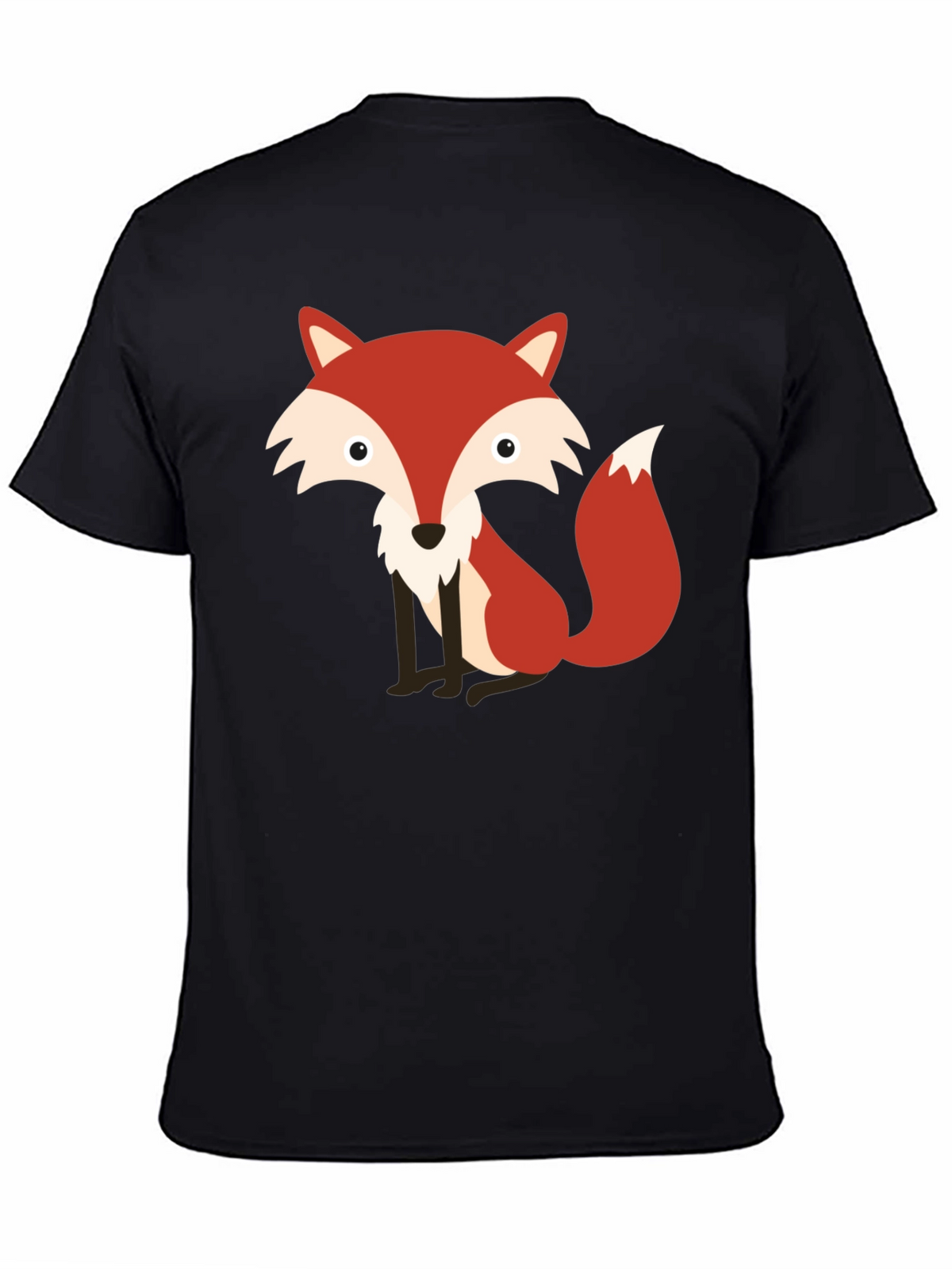 Cute Fox Graphic Print Black T-Shirt