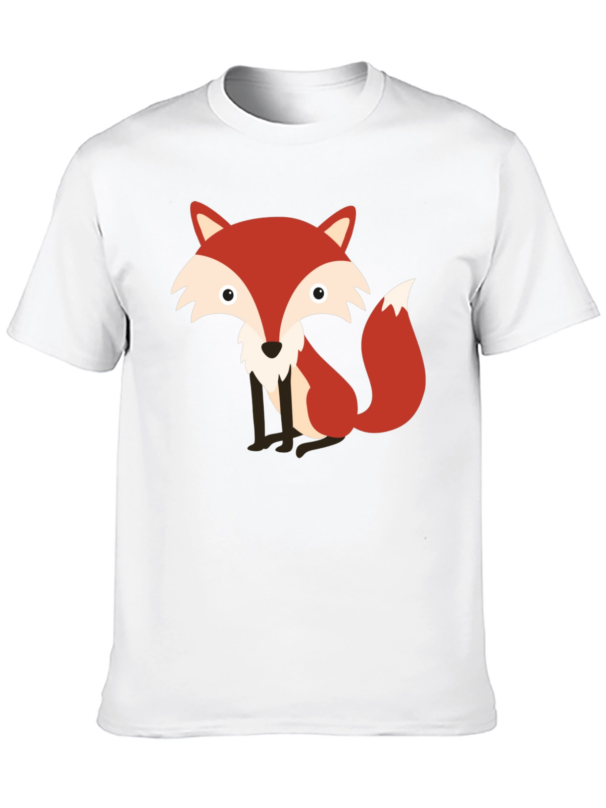 Cute Fox Graphic Print Black T-Shirt