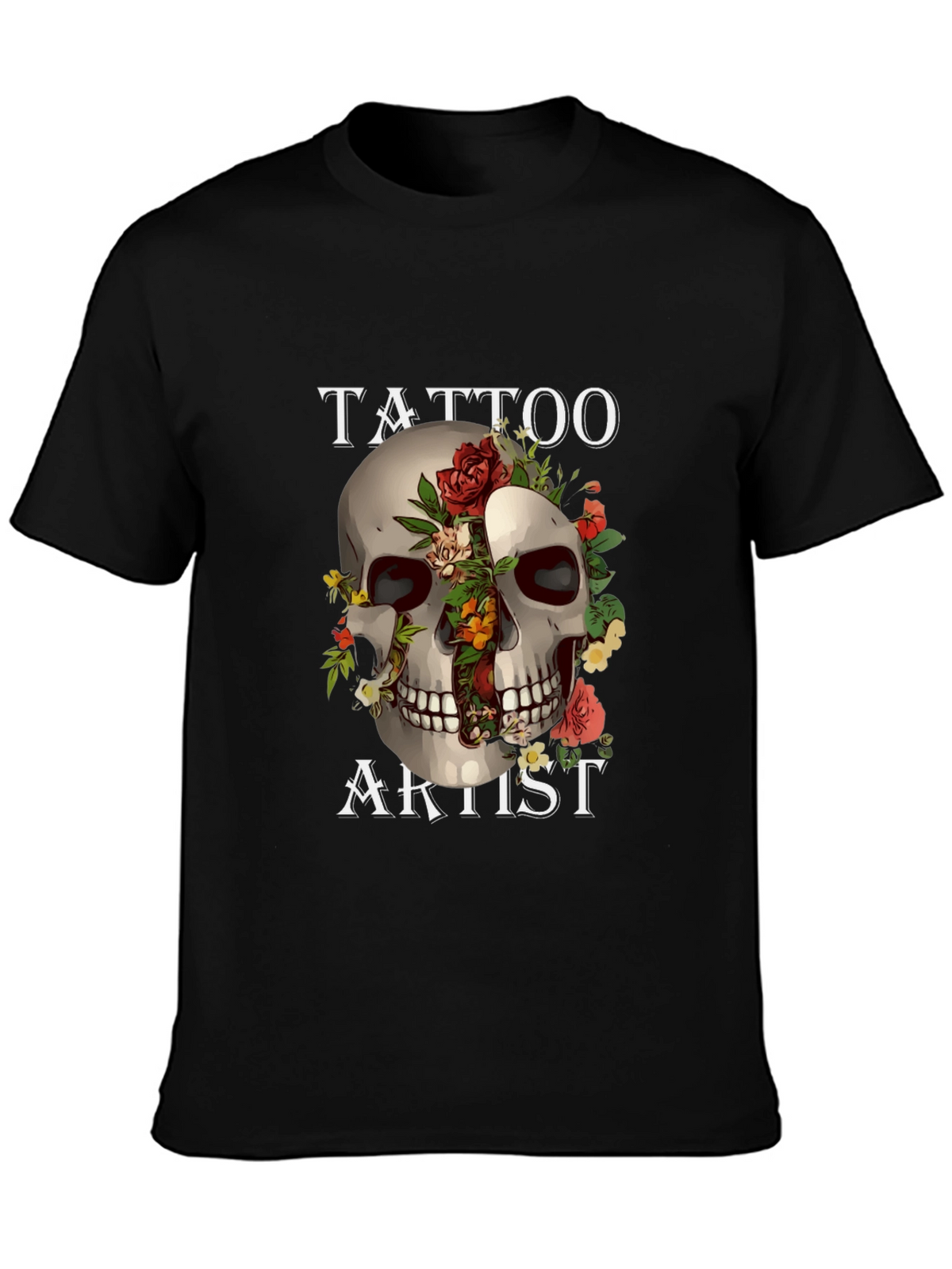 Tattoo Artist Skull Graphic Black T-Shirt