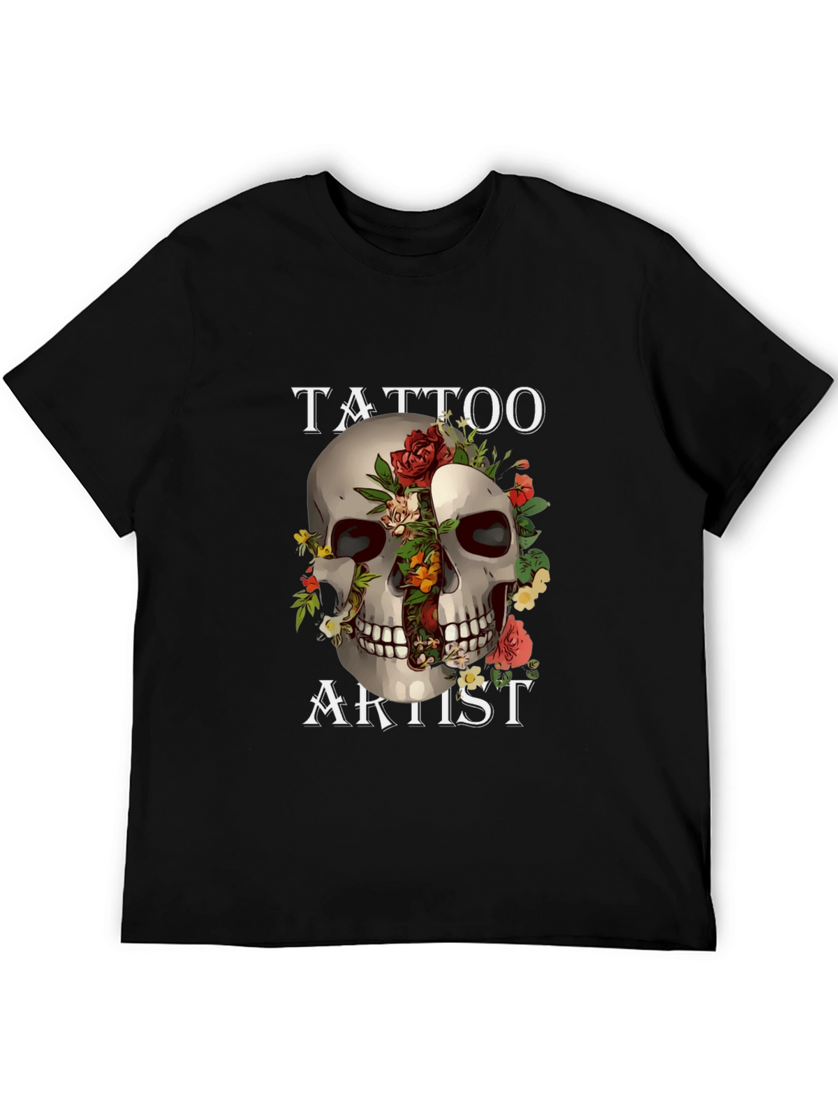 Tattoo Artist Skull Graphic Black T-Shirt