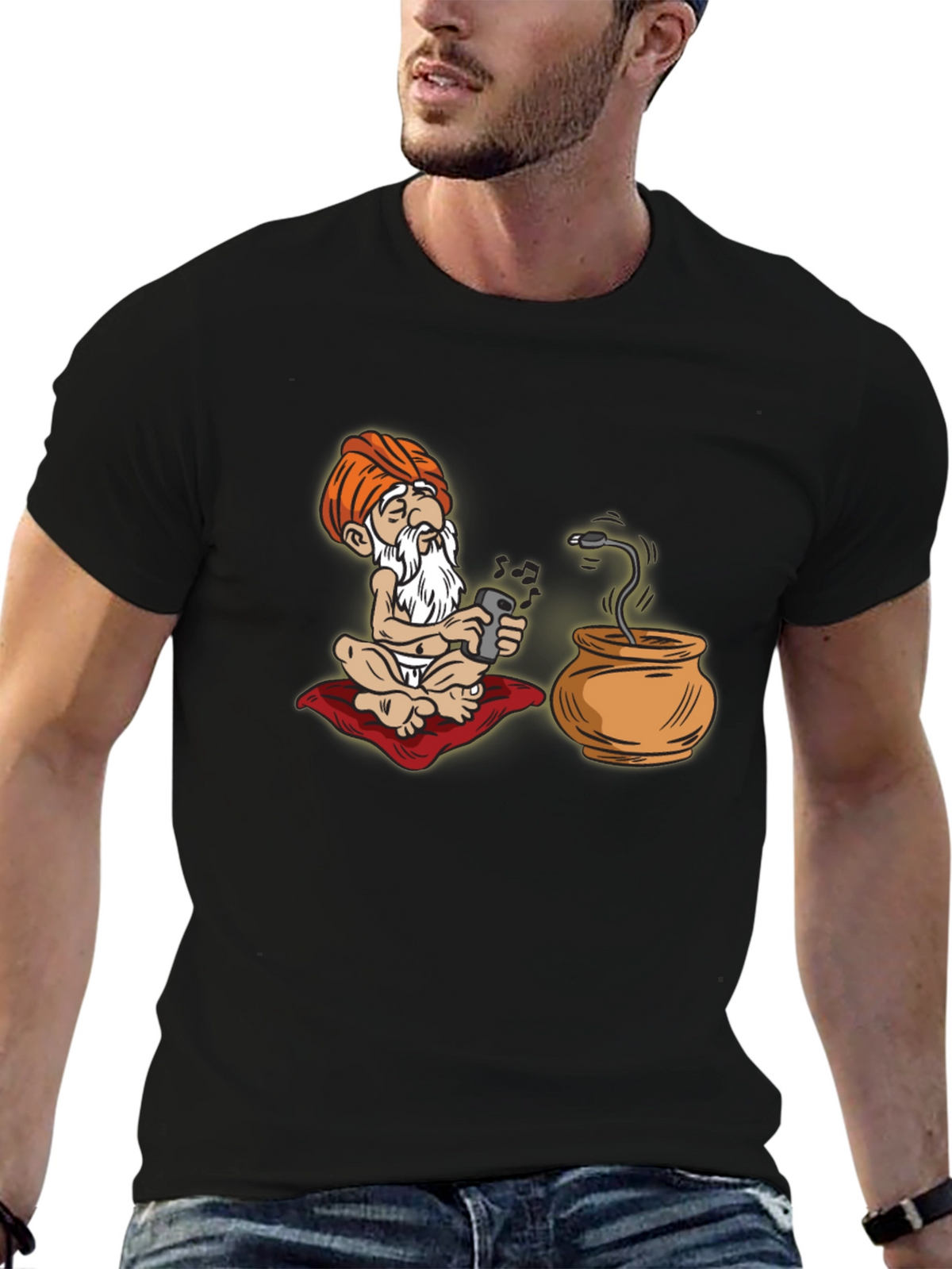 Cartoon Guru Tech T-Shirt - Funny Graphic Tee