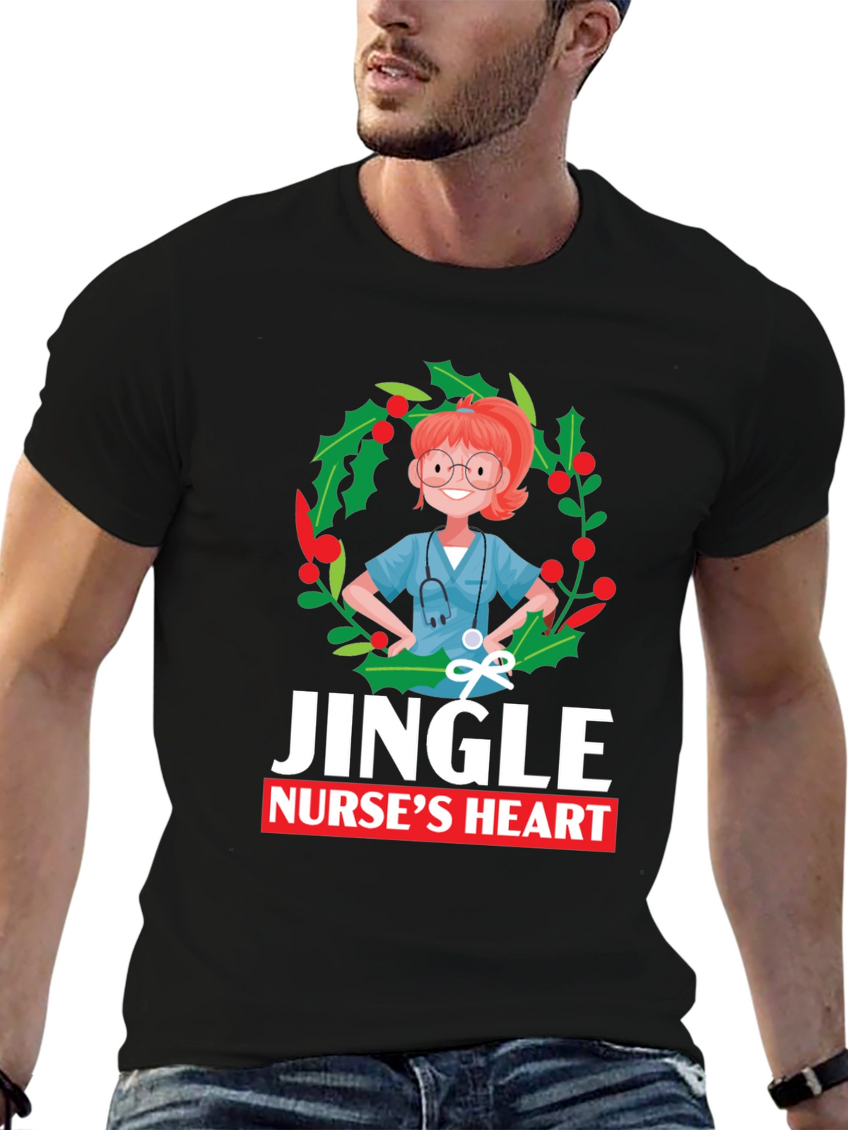 Jingle Nurses Heart Christmas T-Shirt