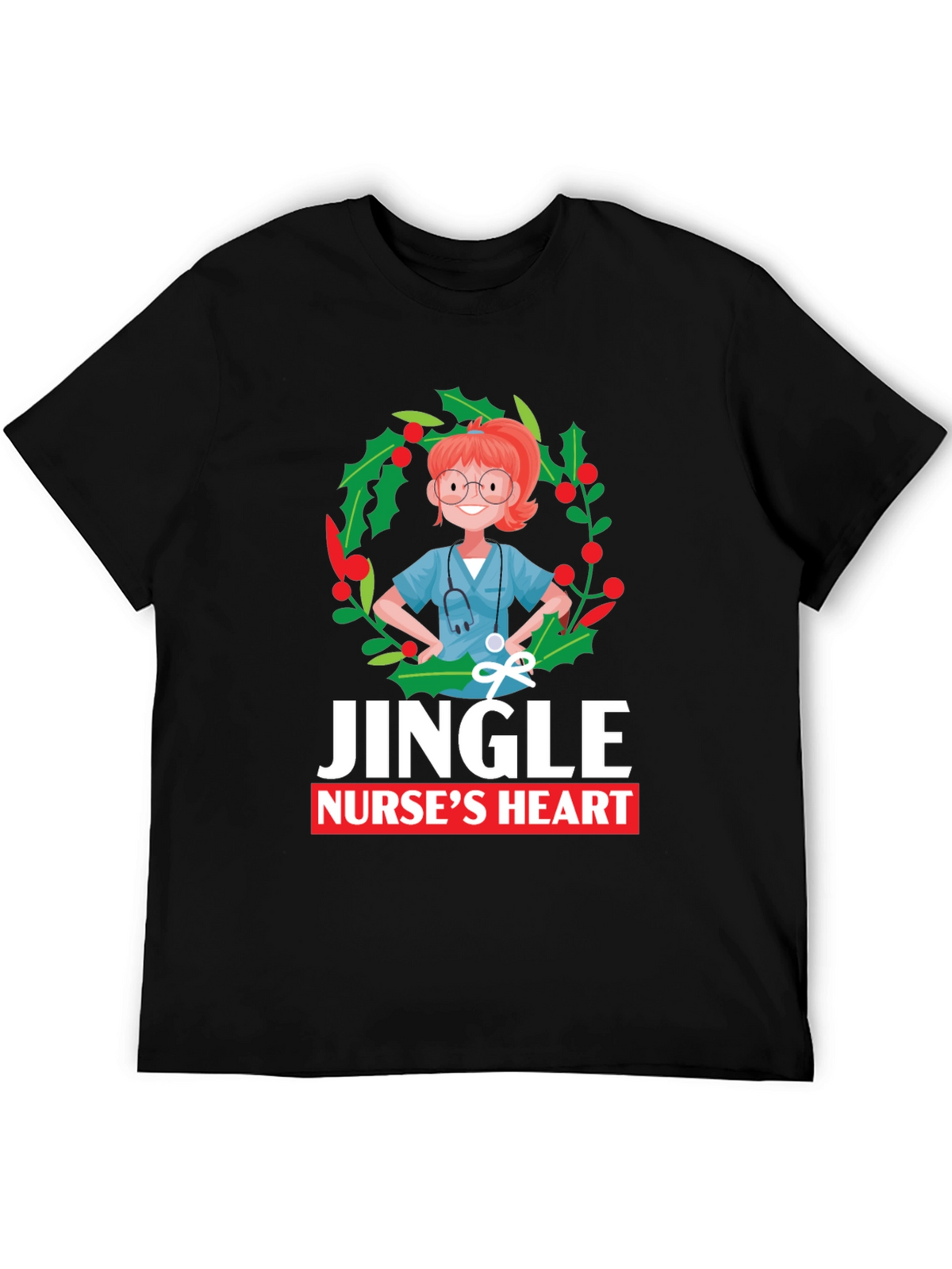 Jingle Nurses Heart Christmas T-Shirt