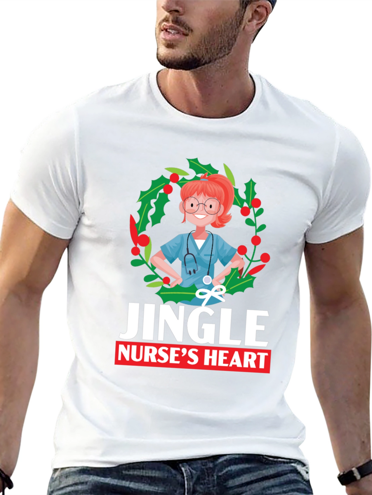 Jingle Nurses Heart Christmas T-Shirt