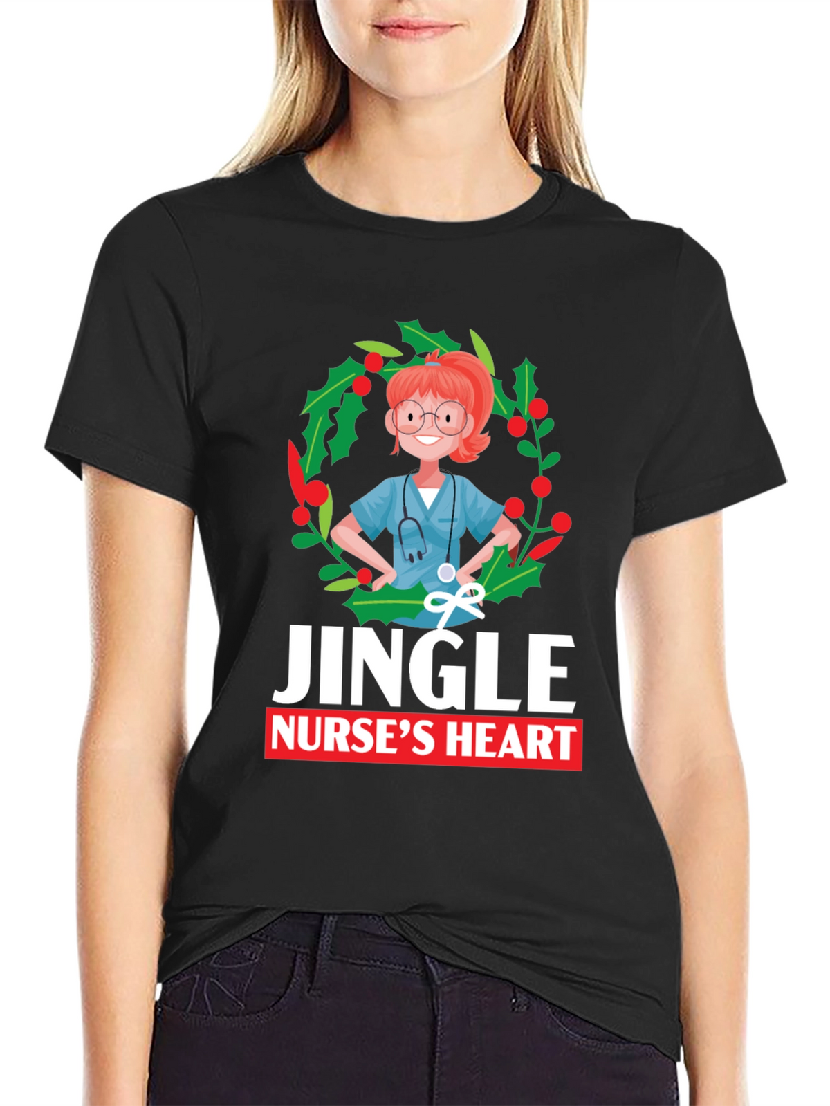 Jingle Nurses Heart Christmas T-Shirt