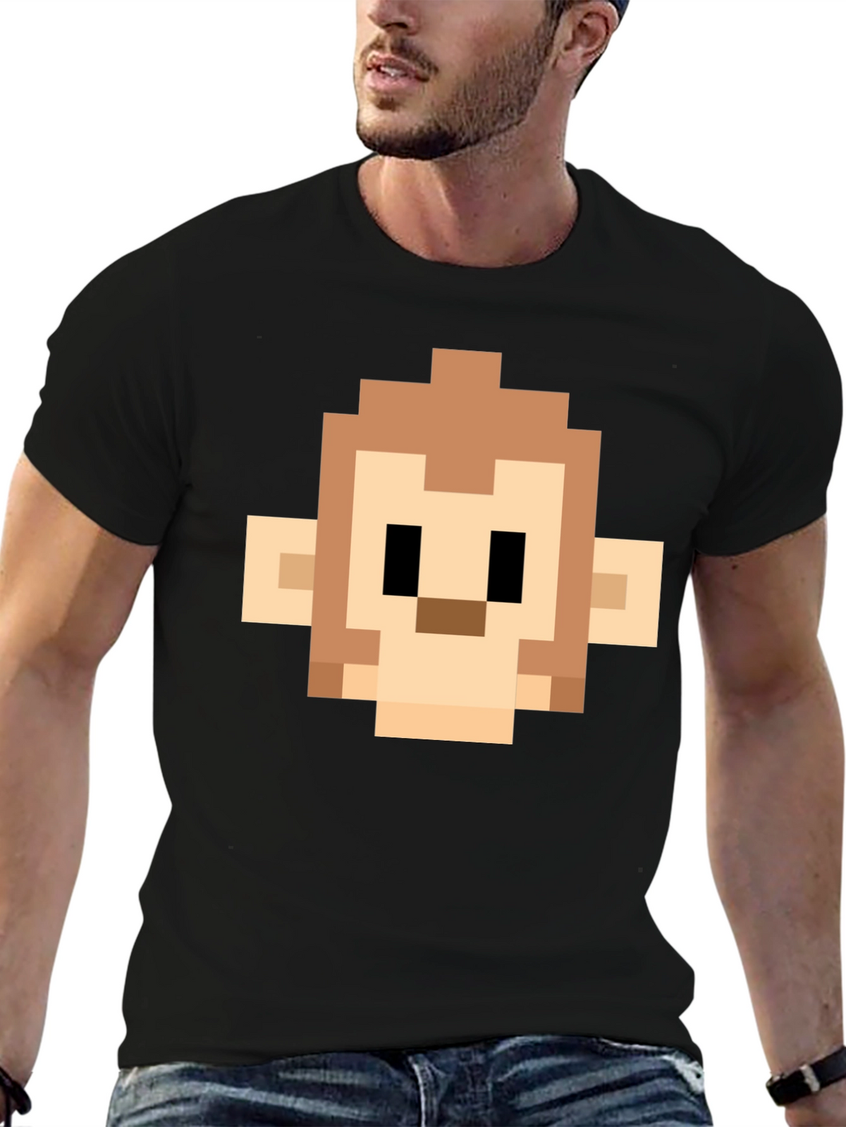 Pixel Monkey Head Graphic Tee