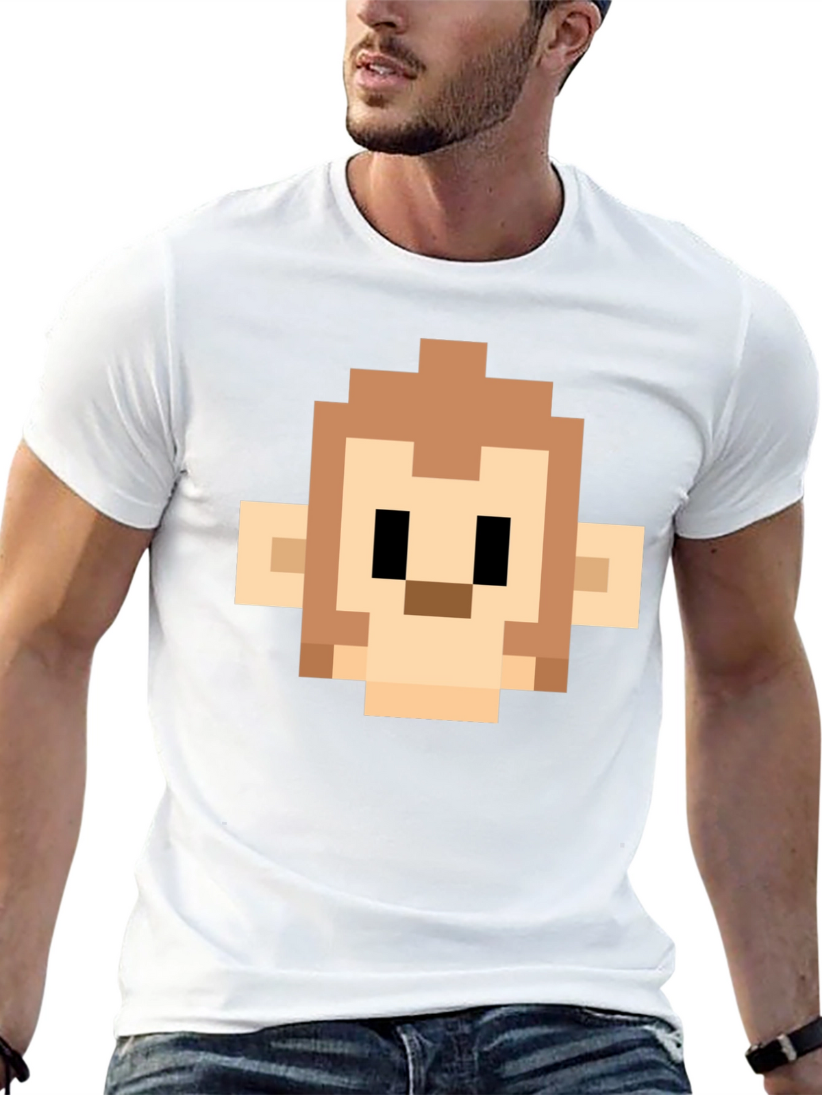 Pixel Monkey Head Graphic Tee