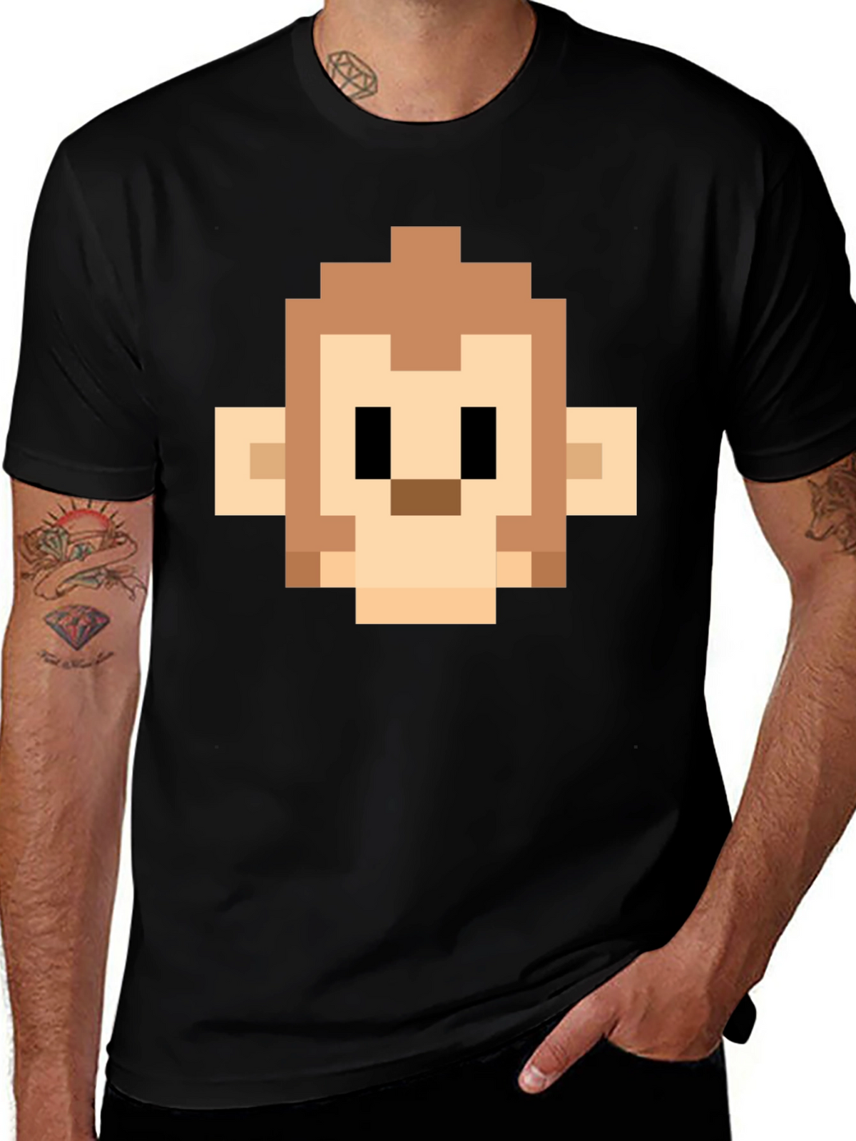 Pixel Monkey Head Graphic Tee