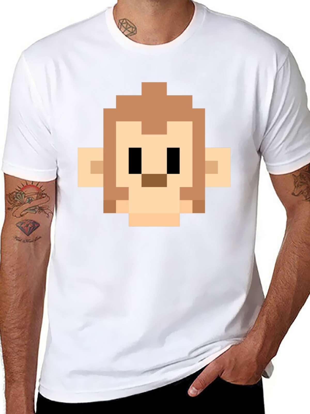 Pixel Monkey Head Graphic Tee