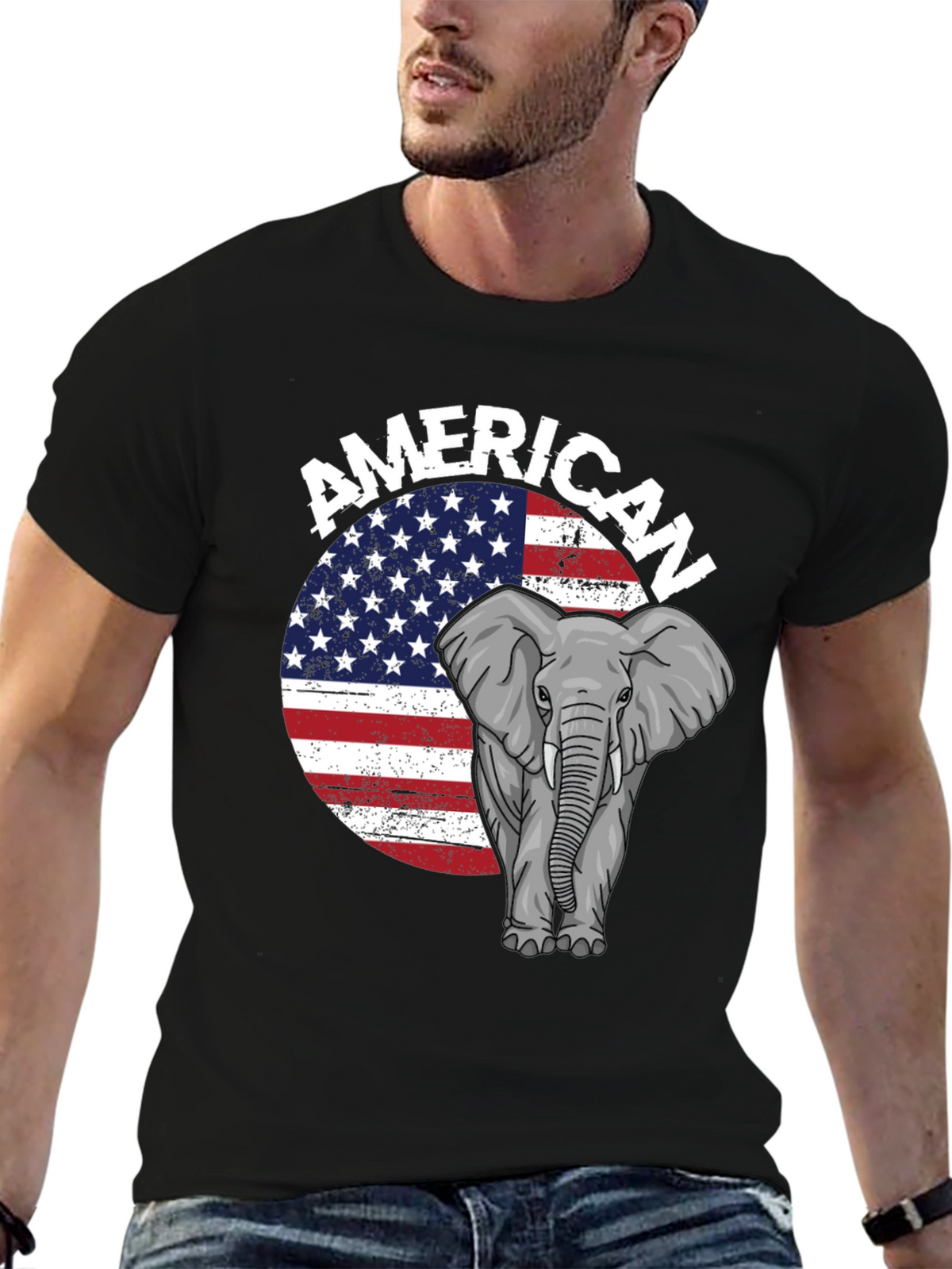 American Elephant Graphic T-Shirt