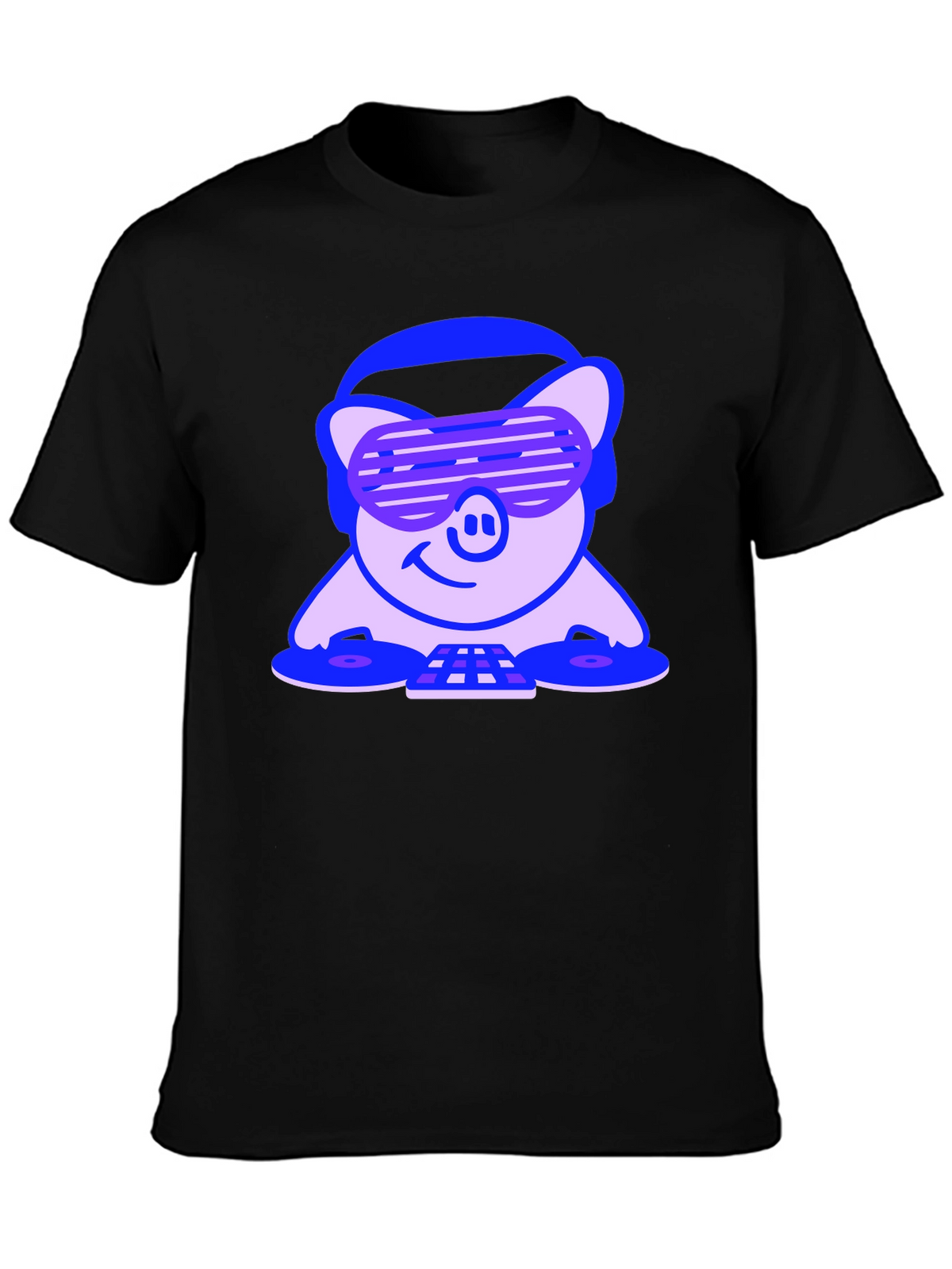 DJ Pig Graphic Tee - Black Cotton T-Shirt