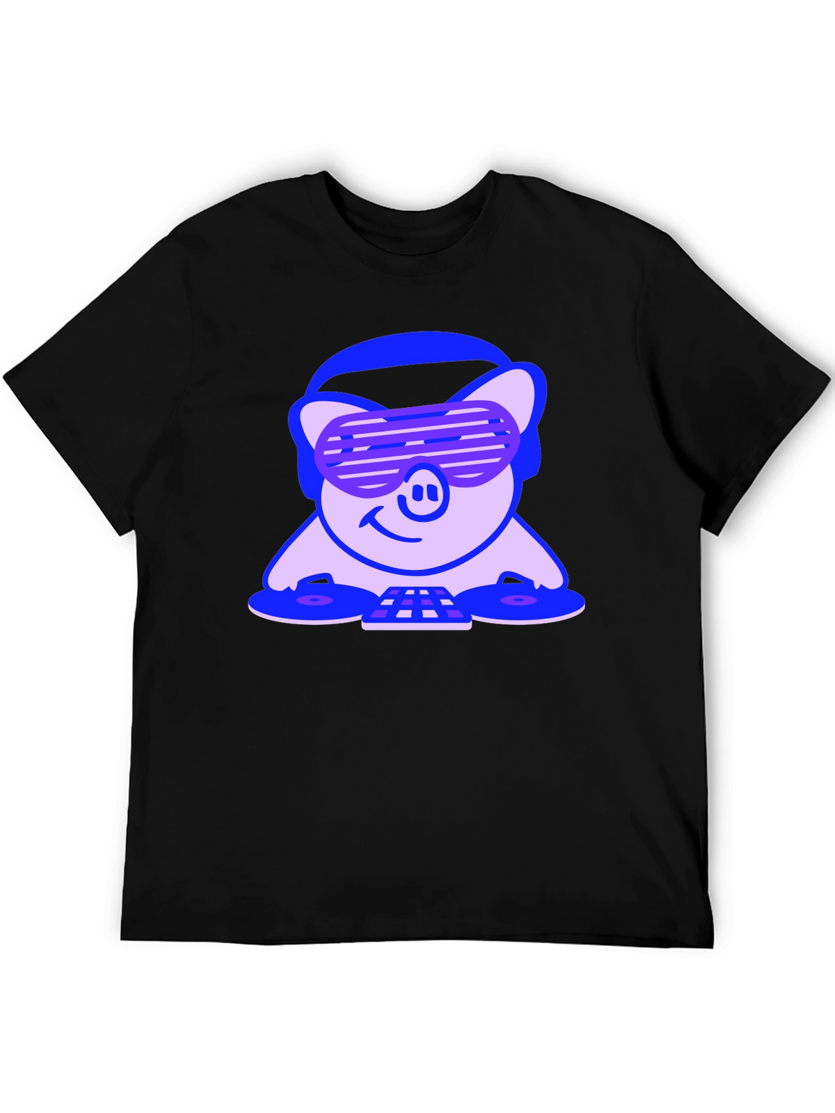 DJ Pig Graphic Tee - Black Cotton T-Shirt