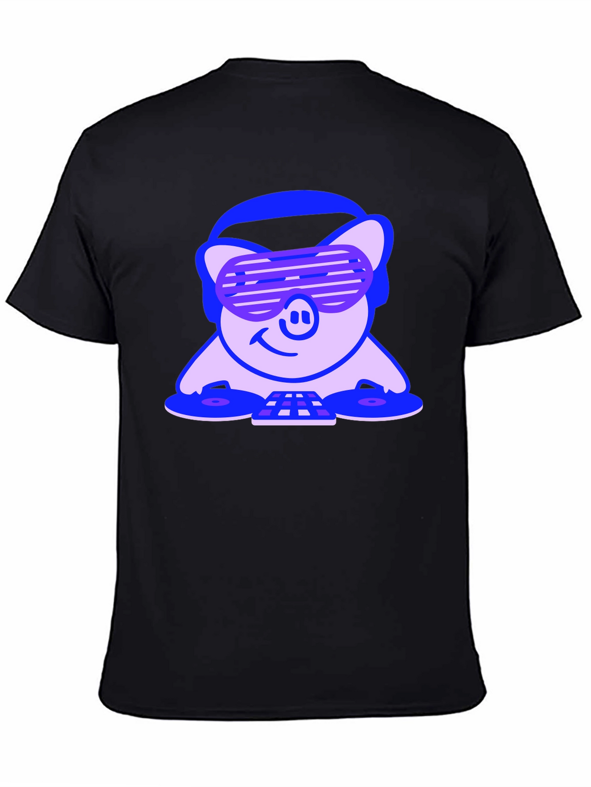 DJ Pig Graphic Tee - Black Cotton T-Shirt