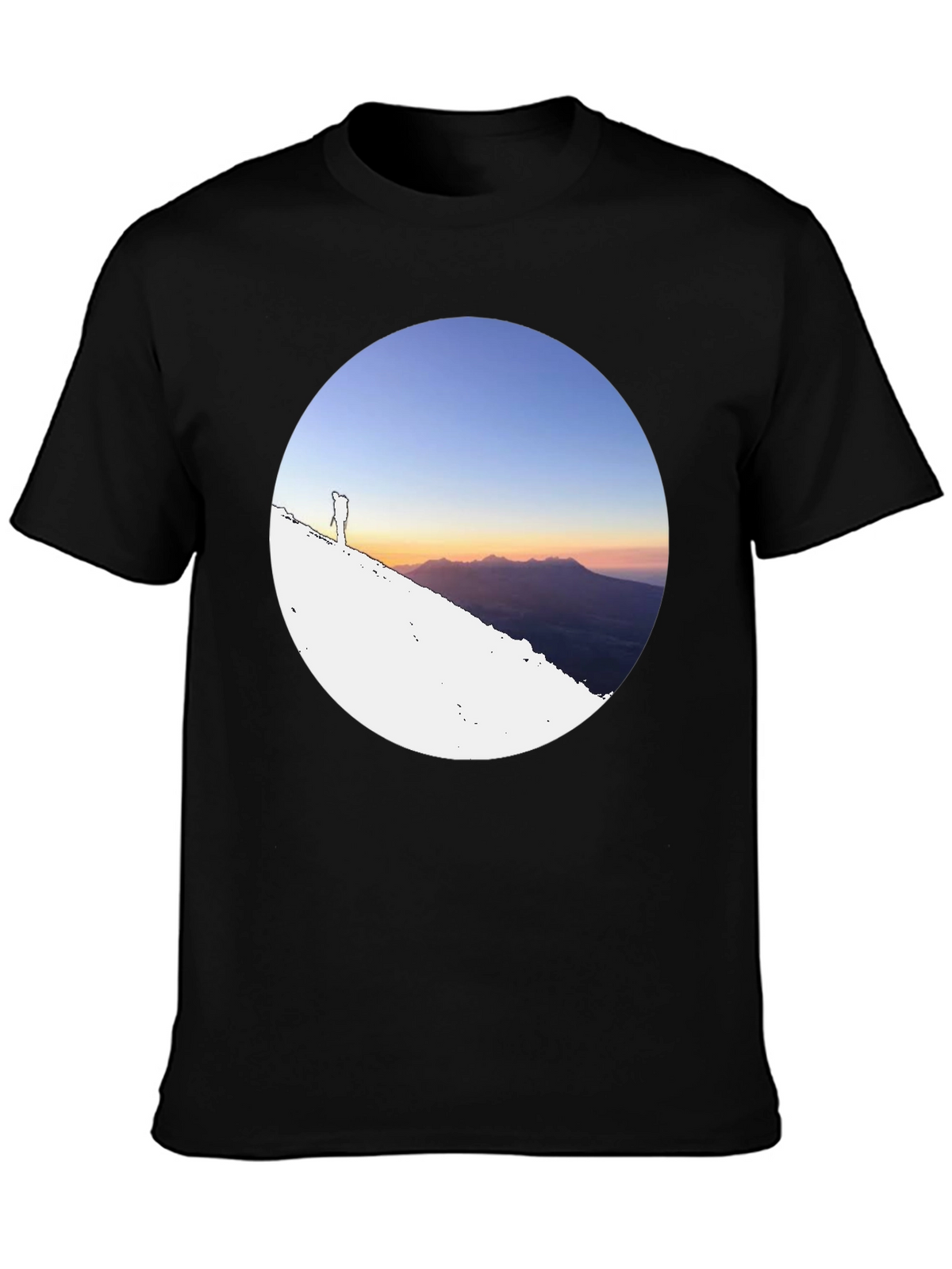 Mountain Sunset Graphic Tee - Black Crew Neck T-Shirt