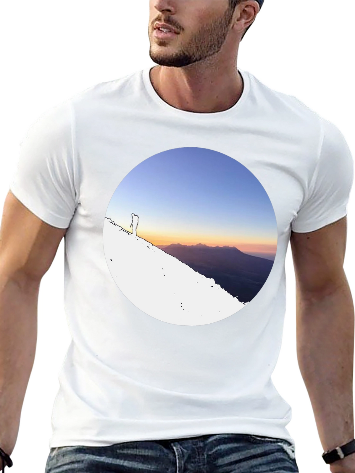 Mountain Sunset Graphic Tee - Black Crew Neck T-Shirt