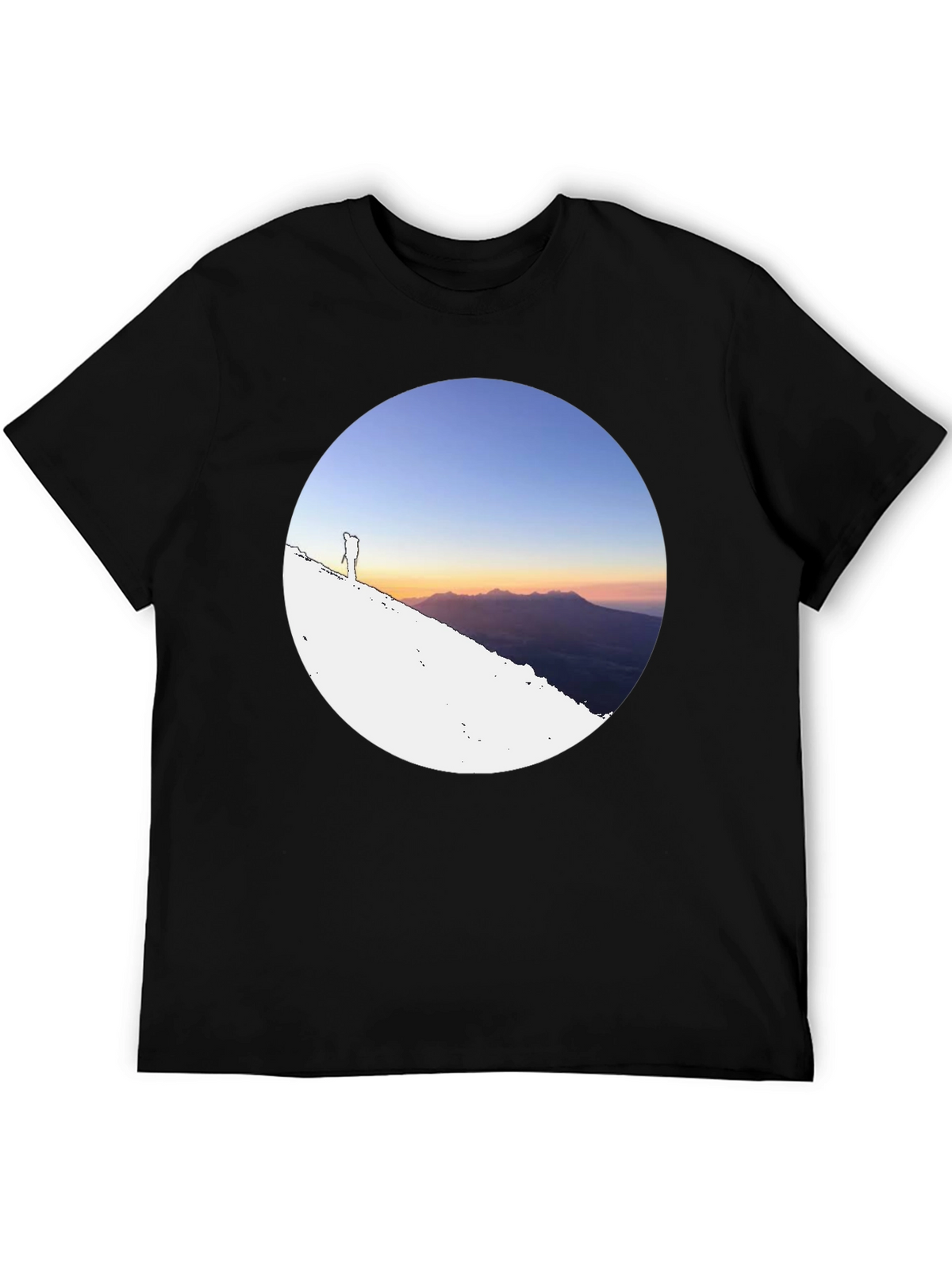 Mountain Sunset Graphic Tee - Black Crew Neck T-Shirt