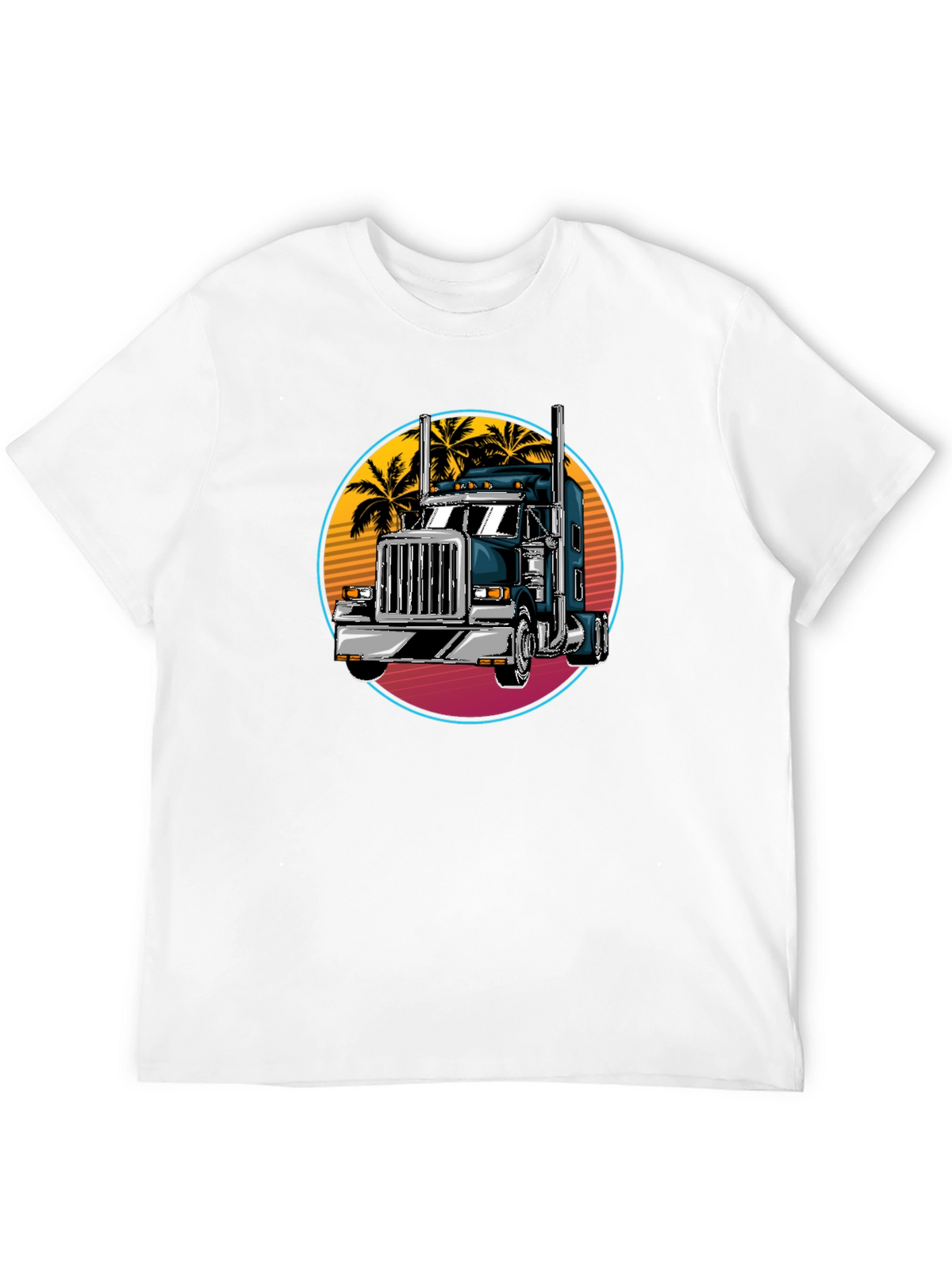 Trucker T-Shirt: Retro Palm Tree Design