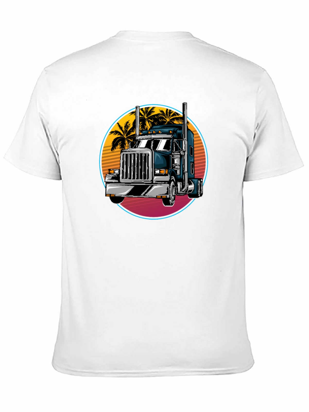 Trucker T-Shirt: Retro Palm Tree Design