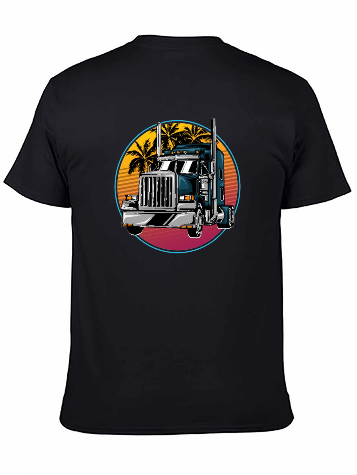 Trucker T-Shirt: Retro Palm Tree Design