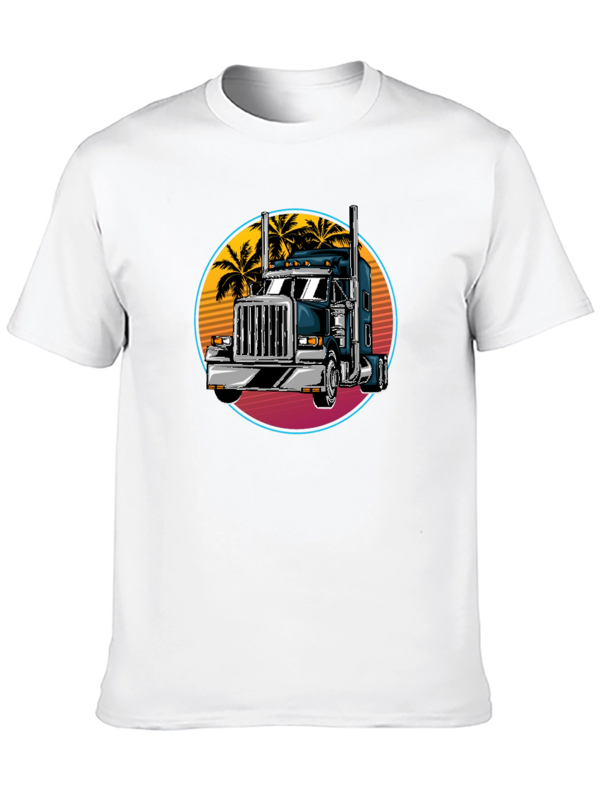 Trucker T-Shirt: Retro Palm Tree Design
